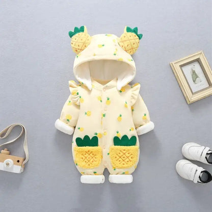 Jumpsuit Baby Winter Thickened Jumpsuit Newborn Boy Girl Removable Hood Cuddling Clothes Quilted Princess Romper Clothes