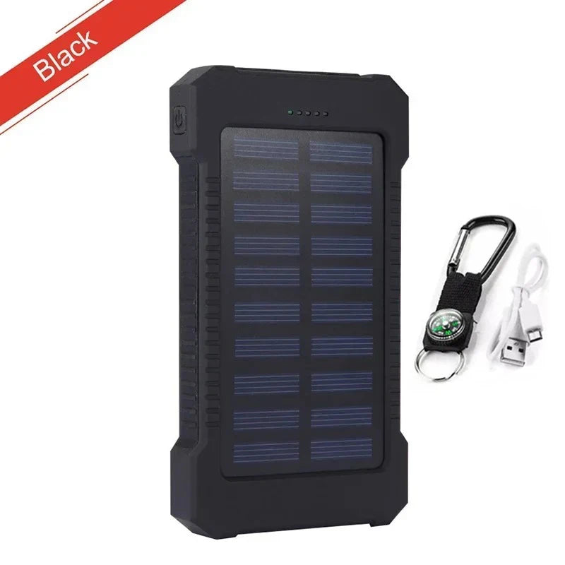 2000000Mah Solar Power Bank Waterproof Portable Solar Panel Powerbank External Battery Charger Powerbank with LED Camping Light